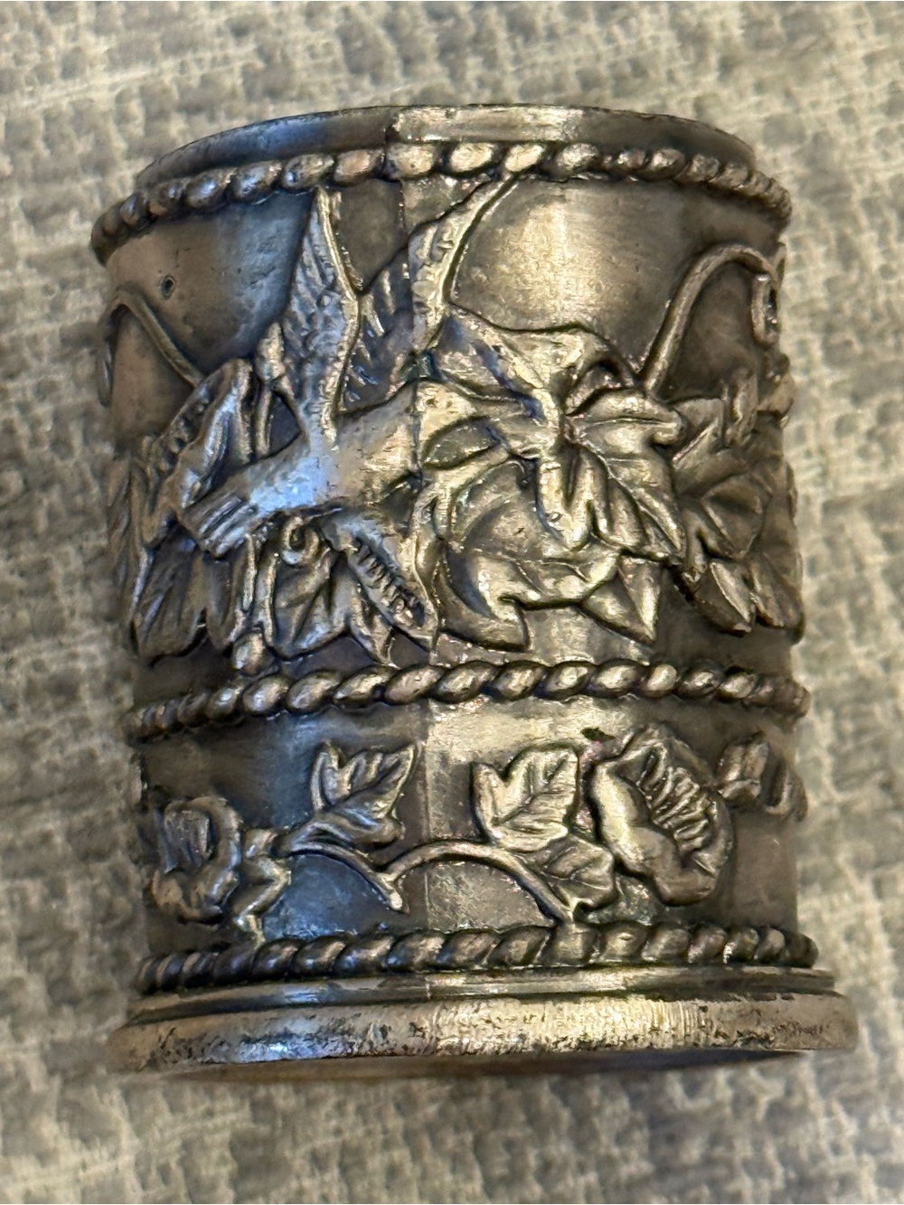 Vintage solid Pewter postage stamp holder made in Taiwan ,many uses toothpick